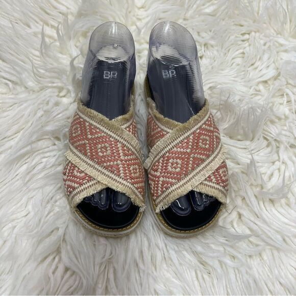 BP. Womens Slide Sandals Boho Woven Sandals Flat Slip On Bohemian‎ Pink Size 6M - Picture 2 of 7